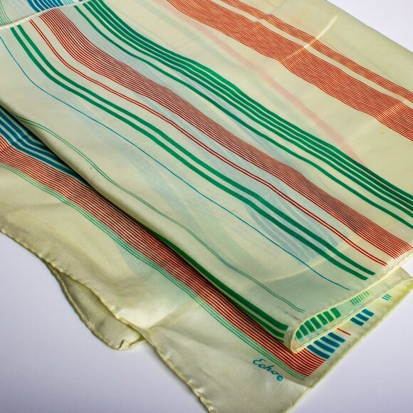 Echo Silk Scarf | Vintage Long Scarf | Retro Style Silk Long Scarf - Picture 6 of 7